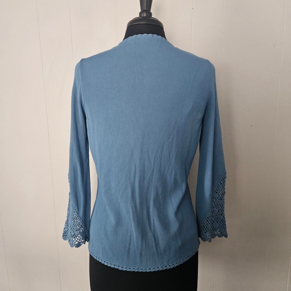 Crochet Tie Front Cardigan Women M Boho Feminine - Picture 2 of 8